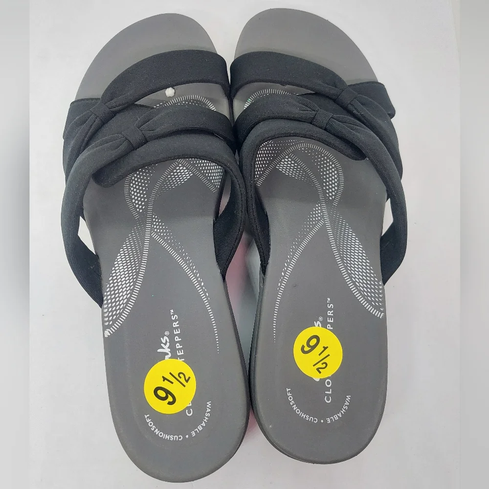 Clarks Women’s Cloudsteppers Breeze Rae Sandals Black Gray Size 9.5M